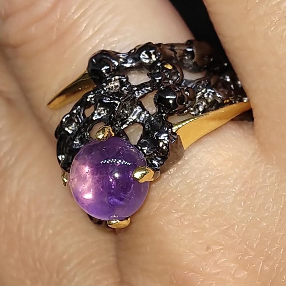 Cool natural amethyst sterling claw artistic ring - Picture 6 of 8